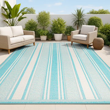 Haynes Modern Double Stripe Indoor/outdoor Area Rug
